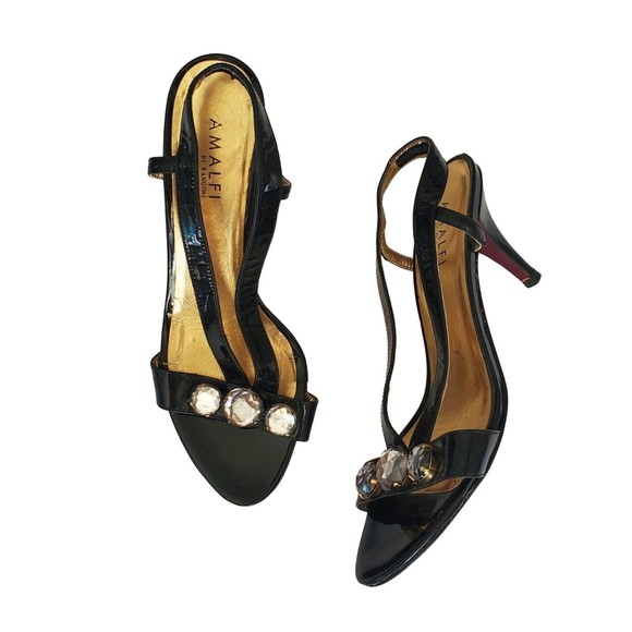 Amalfi Glossy Black Heels with Sparkling Gems - Picture 9 of 16